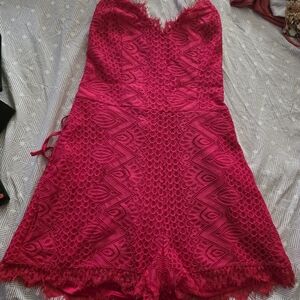 Vibrant Red Lace Romper